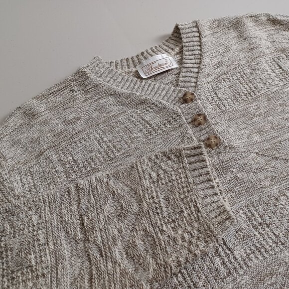 Tradition Heather Beige Textured Knit Vintage Sweater - Picture 4 of 16